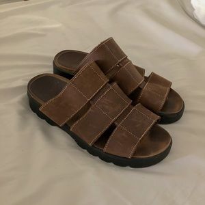 Chunky brown platform sandals